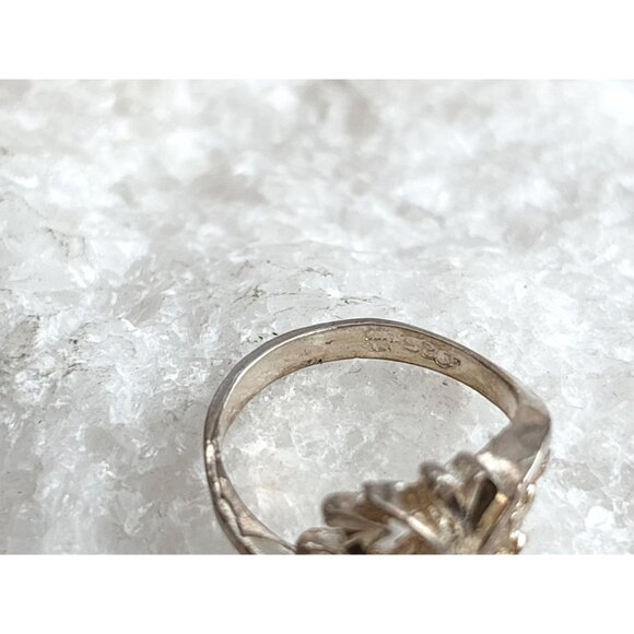 Multi Heart Shaped Carved Love Themed Sterling Silver 925 Vintage Ring - sz 6 - Picture 11 of 14